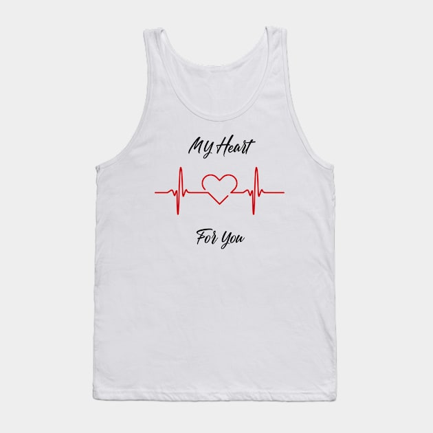 Valentines Day: My Heart Beats for You ECG/EKG Tank Top by Sanu Designs